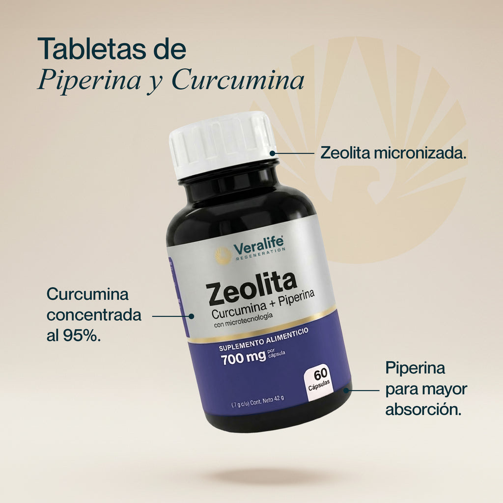 Zeolita con Curcumina y Piperina